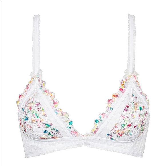 3PC For Love & Lemons Outline Floral Bralette / Garter / Thong Panty Set - Picture 5 of 6